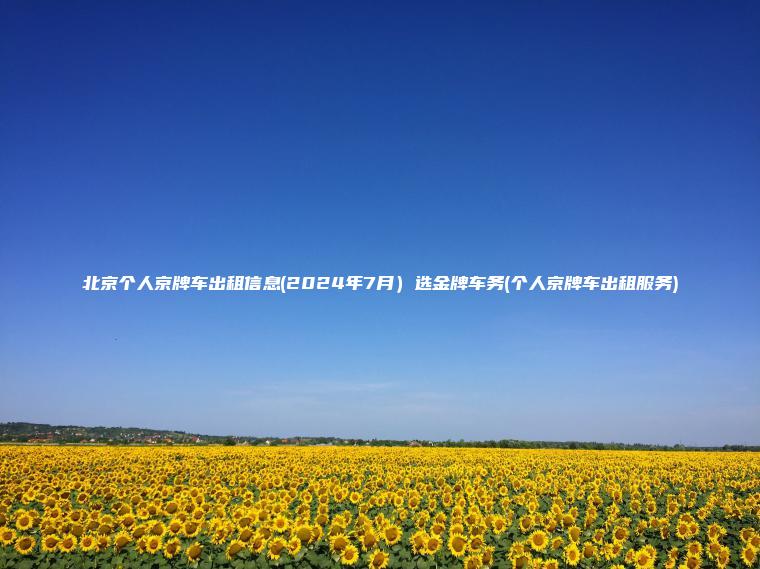 北京个人京牌车出租信息(2024年7月）选金牌车务(个人京牌车出租服务)