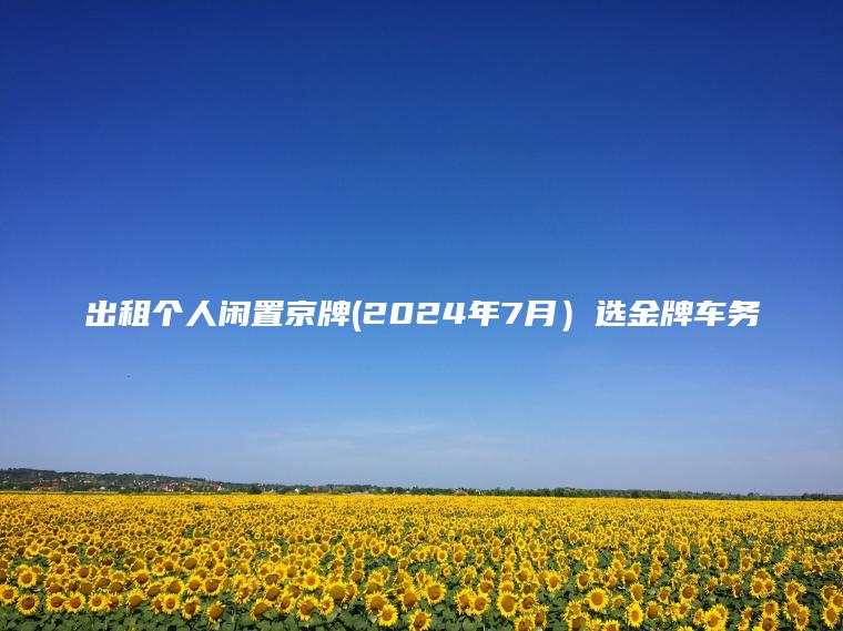 出租个人闲置京牌(2024年7月）选金牌车务