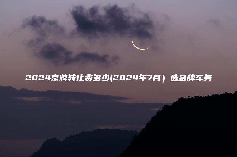 2024京牌转让费多少(2024年7月）选金牌车务