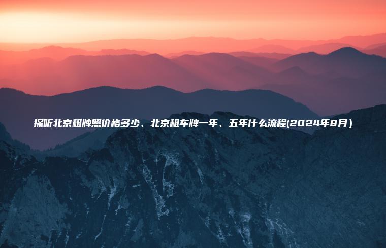 探听北京租牌照价格多少、北京租车牌一年、五年什么流程(2024年8月）
