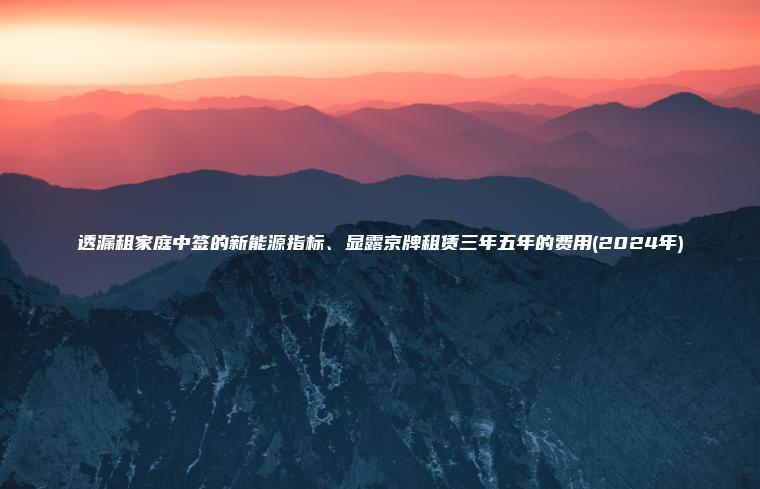 透漏租家庭中签的新能源指标、显露京牌租赁三年五年的费用(2024年)