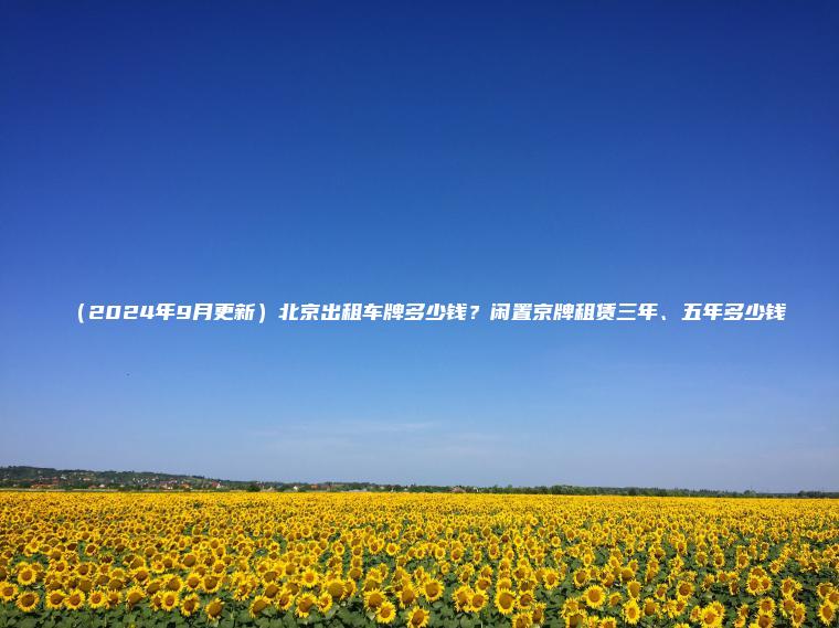 （2024年9月更新）北京出租车牌多少钱？闲置京牌租赁三年、五年多少钱